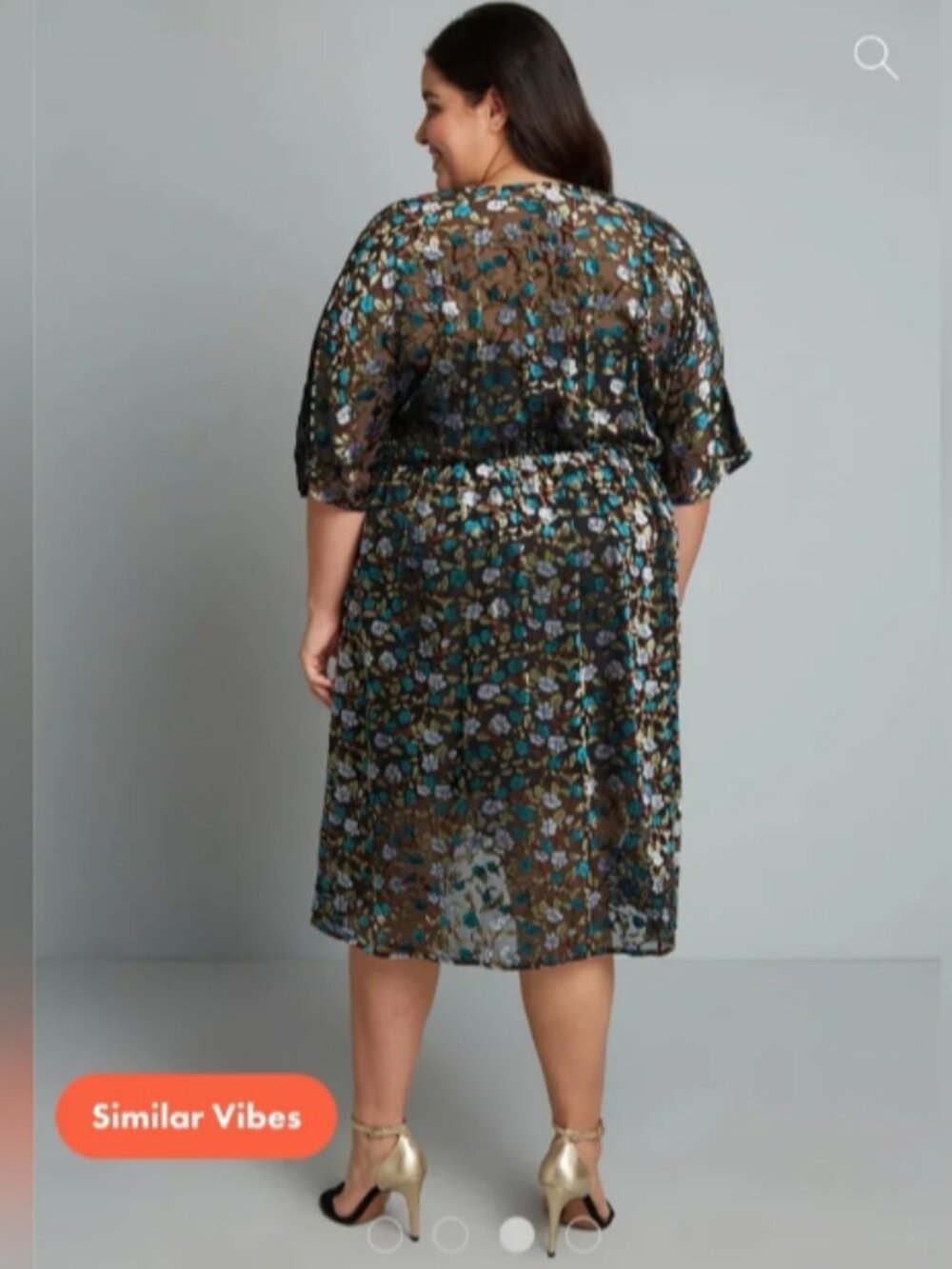 Modcloth Dramatic Depths Velvet Wrap Dress, Black Spiderwebs and Roses, 2X - Picture 8 of 9